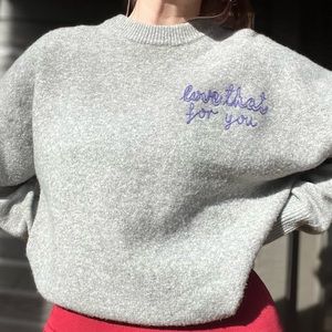 Grey crewneck pullover love that for you sweater